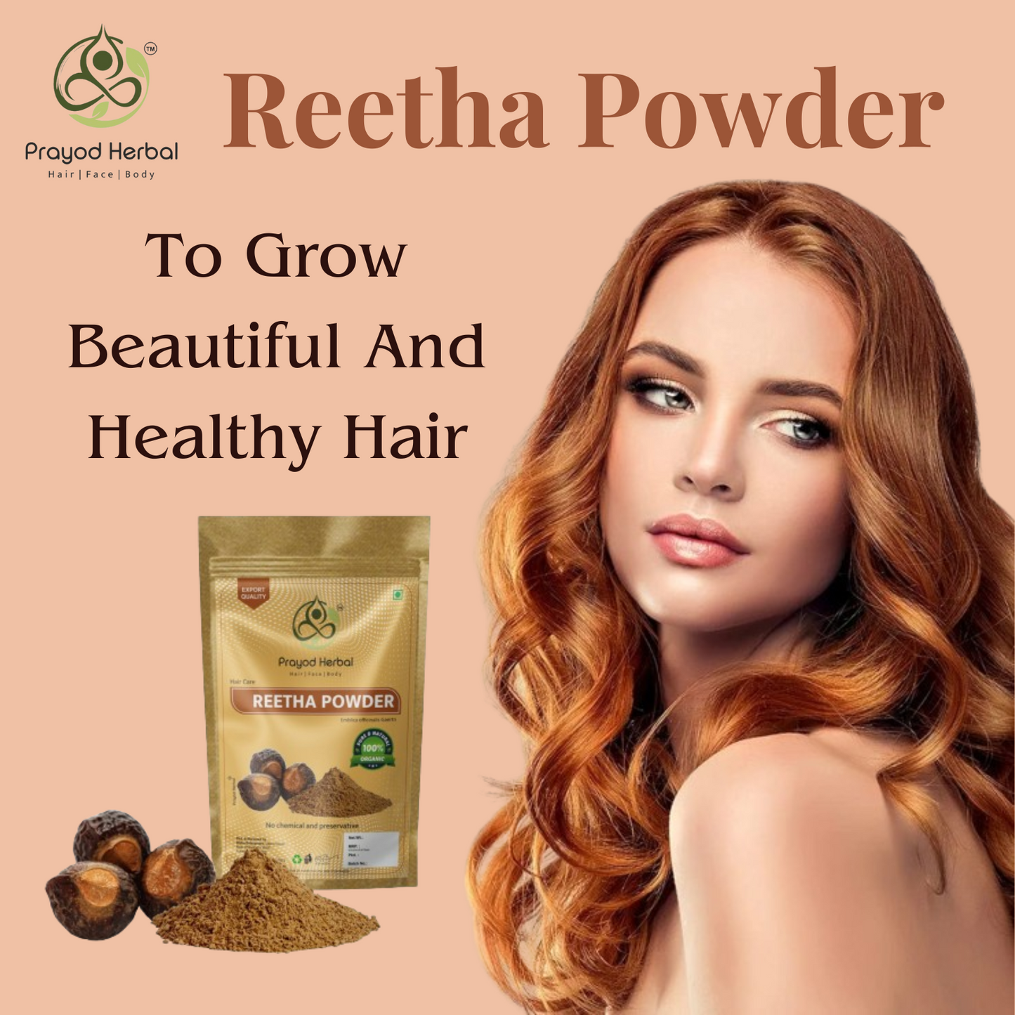 Prayod Herbal Reetha Powder, 100% Organic Hair Care, Chemical-Free Natural Hair Cleanser