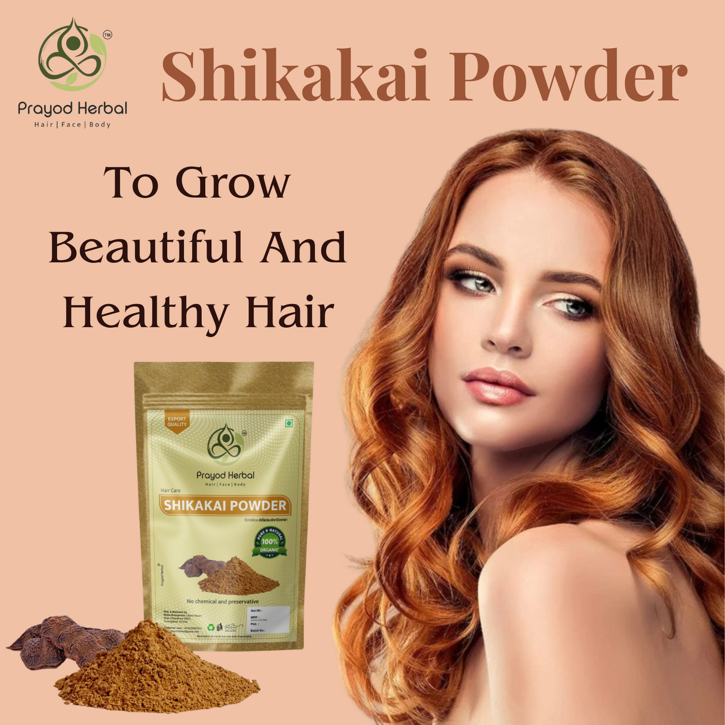 Prayod Herbal Shikakai Powder, 100% Organic Hair Care, Chemical and Preservative Free