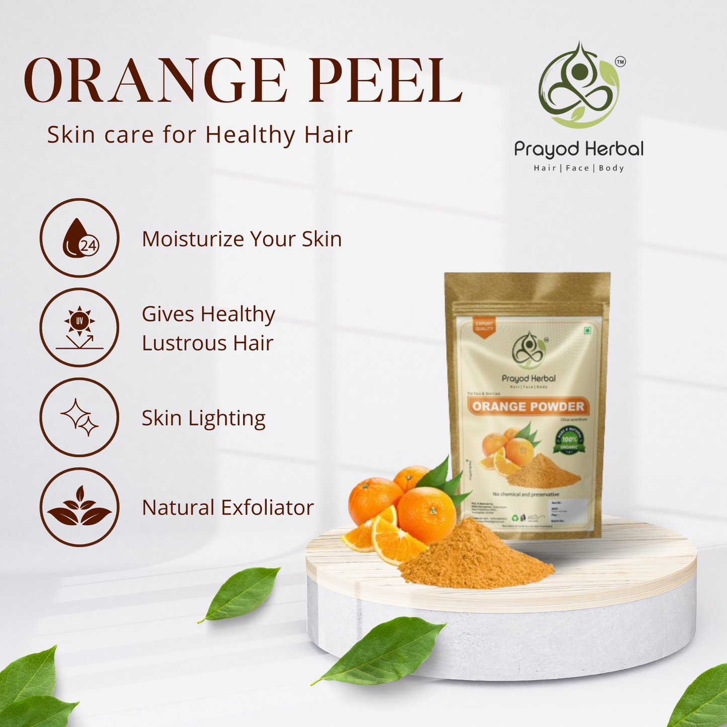 Prayod Herbal Orange Peel Powder for Face & Skin Care, 100% Organic, Chemical-Free, 200g