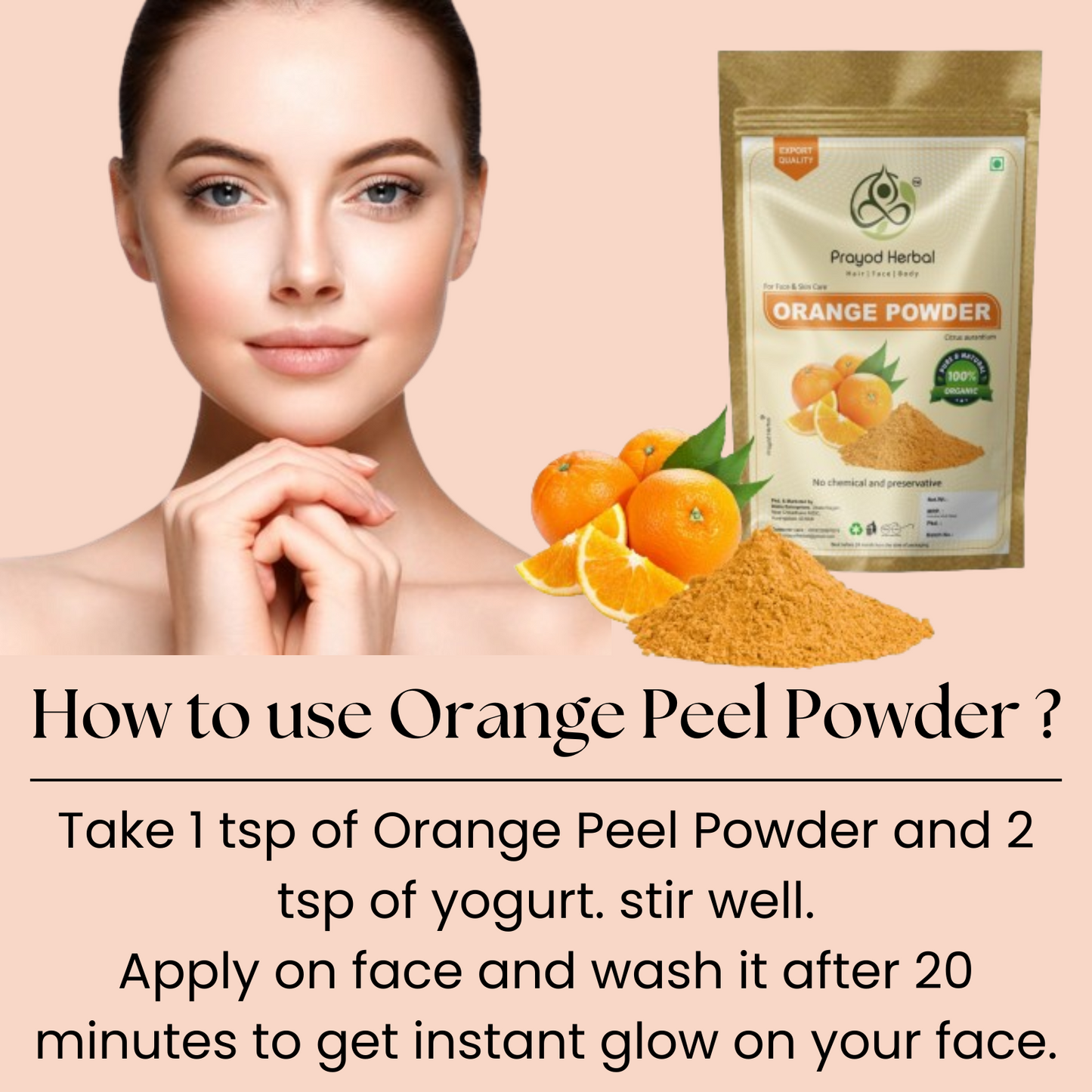 Prayod Herbal Orange Peel Powder for Face & Skin Care, 100% Organic, Chemical-Free, 200g