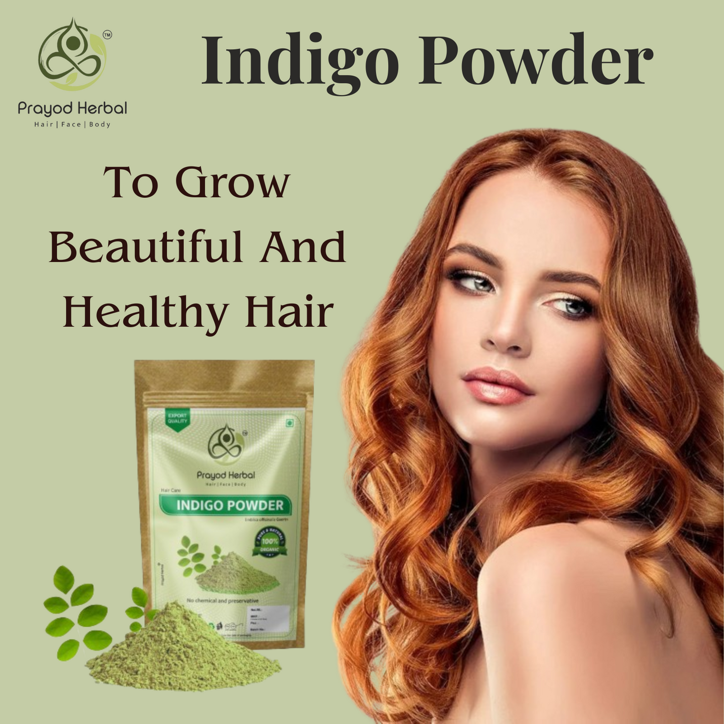 Prayod Herbal Organic Indigo Powder for Black Hair, 200g