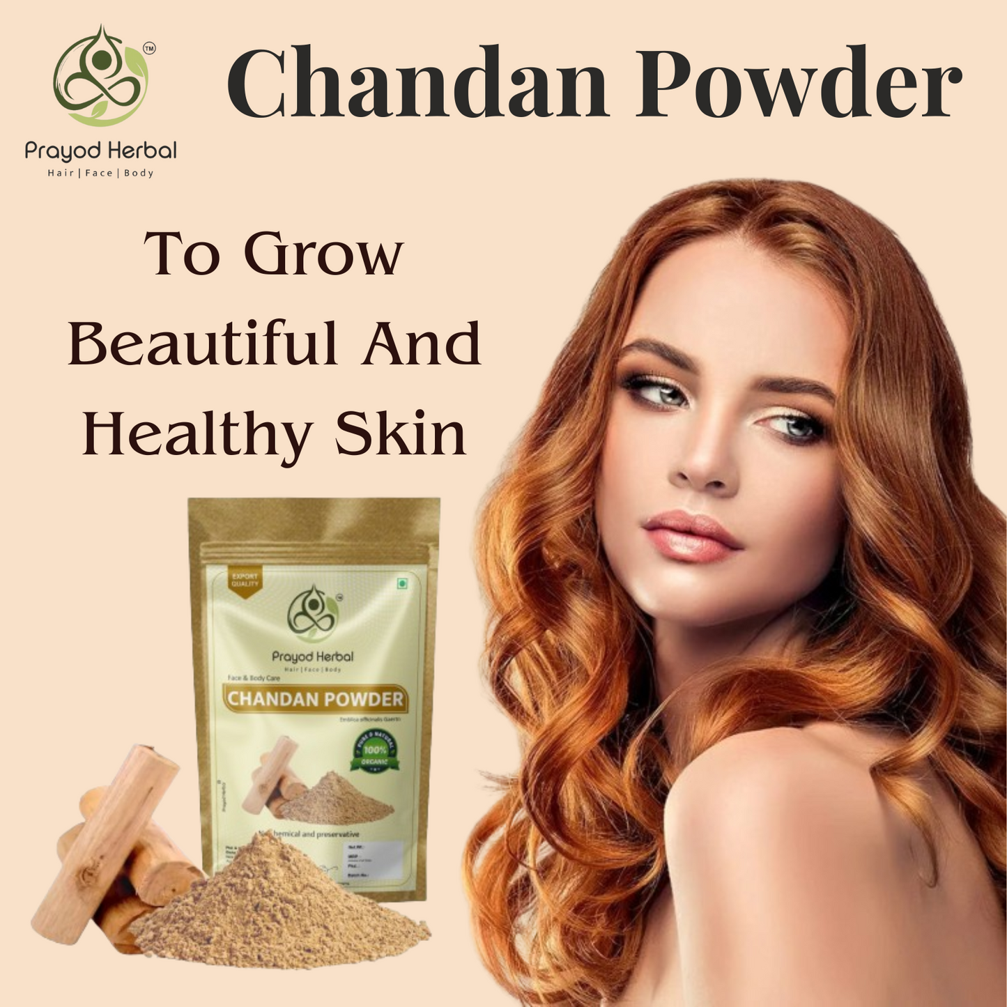Prayod Herbal Sandalwood Face Pack Powder | Lightens Suntan, Dark Spots & Pigmentation | Prevents Acne Breakouts | Enriched with Chandan Powder for Glowing Skin & Tan Removal - 200g
