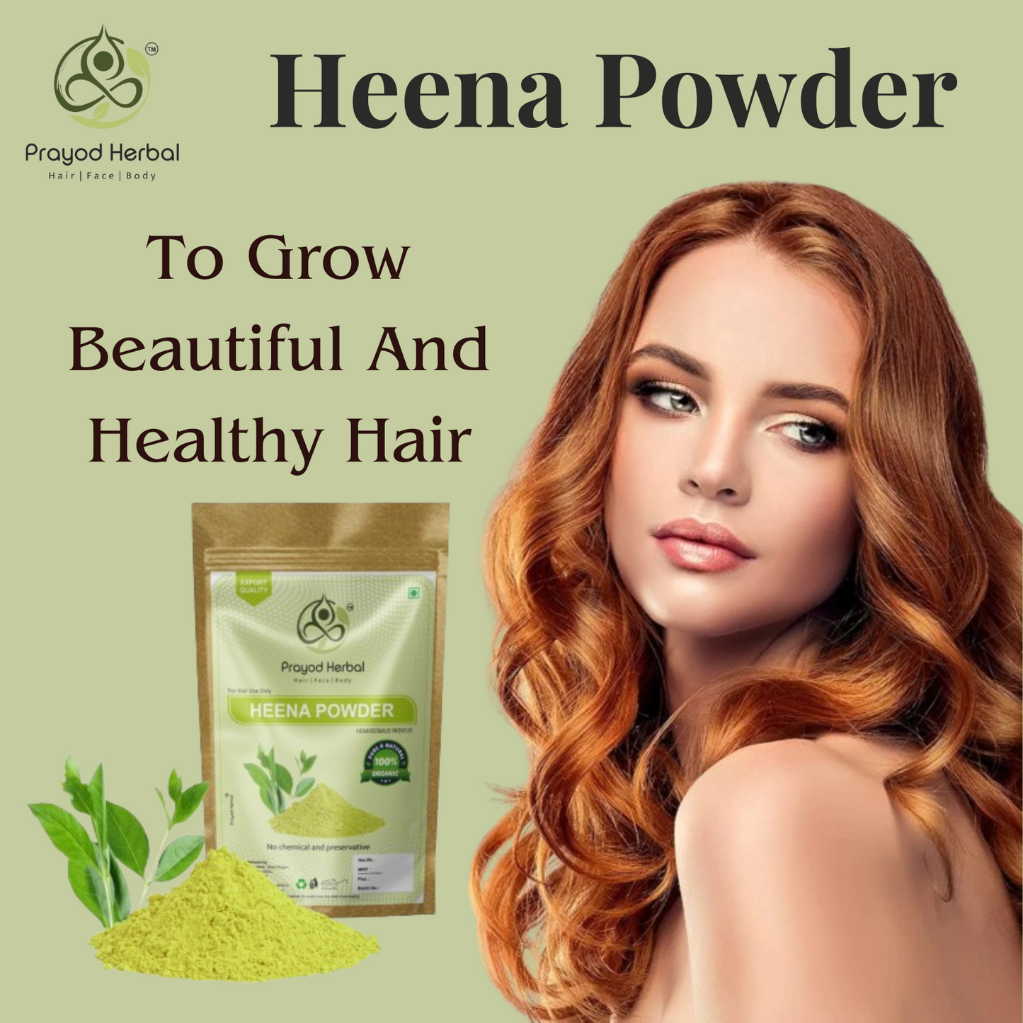 Prayod Herbal Heena Powder, 100% Organic, Chemical-Free, 200g, For Hair Use