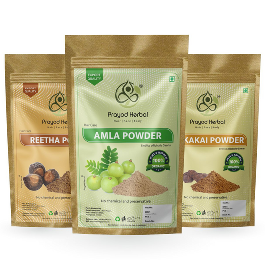 Prayod Herbal Organic Hair Care Powder Combo Pack, Amla, Reetha, Shikakai, 100% Natural, Chemical-Free