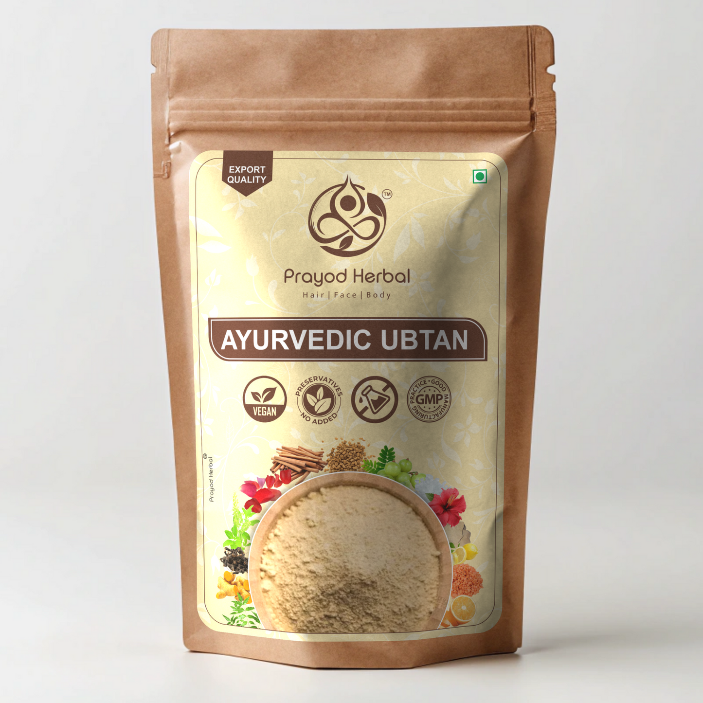 Prayod Herbal Ayurvedic Ubtan Face Pack with Sandalwood, Rose Petals, Multani Mitti, 14 Natural Ingredients