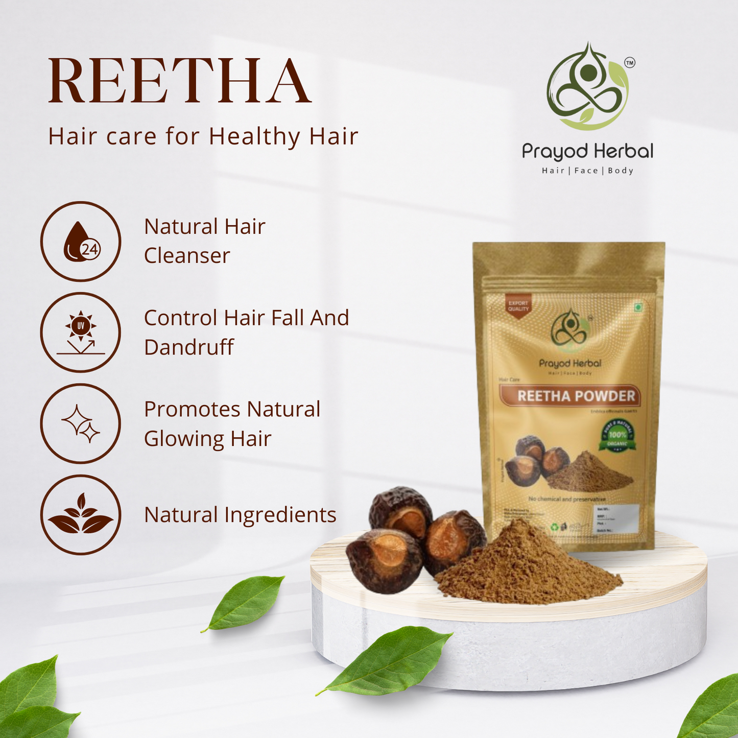 Prayod Herbal Hair Care Powder Set, Amla, Reetha, Shikakai, Bhringraj, Hibiscus, 100% Organic, 50gm Each 250gm Pack