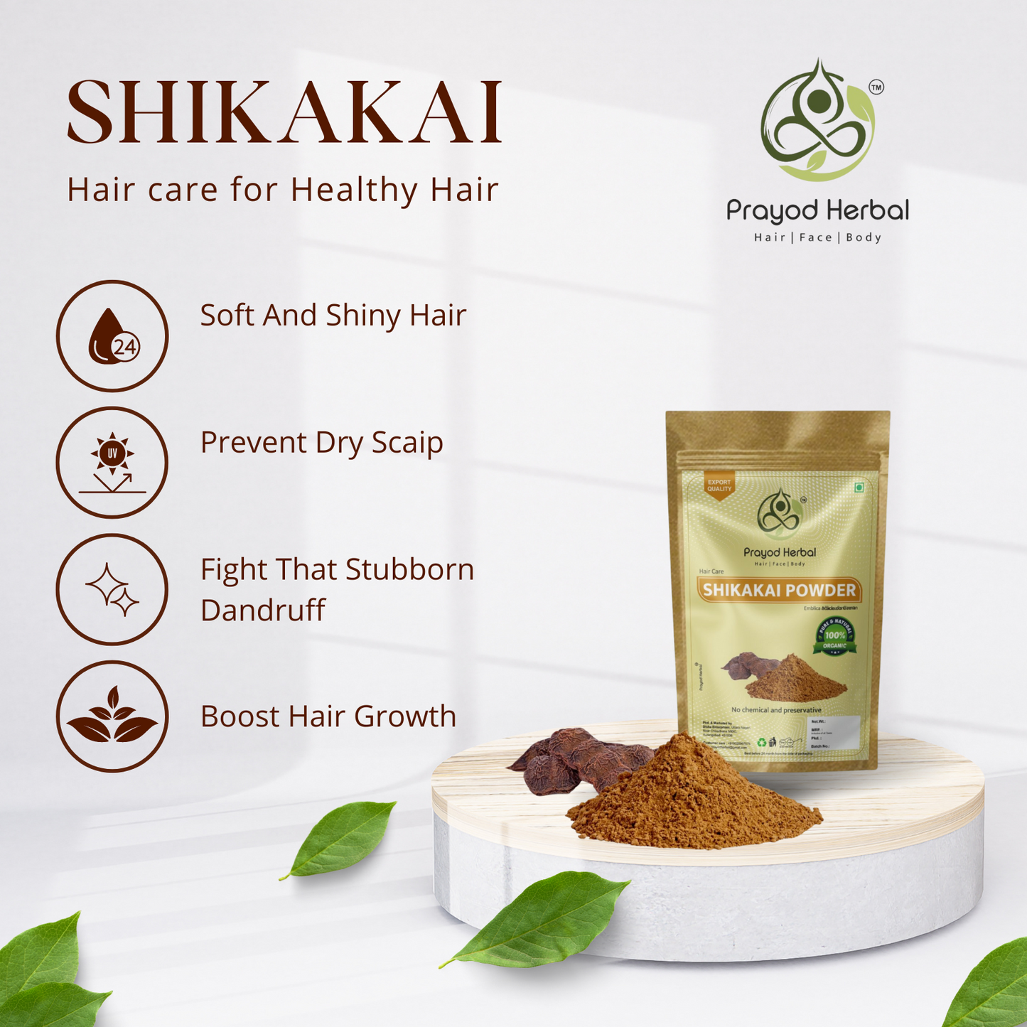 Prayod Herbal Hair Care Powder Set, Amla, Reetha, Shikakai, Bhringraj, Hibiscus, 100% Organic, 50gm Each 250gm Pack