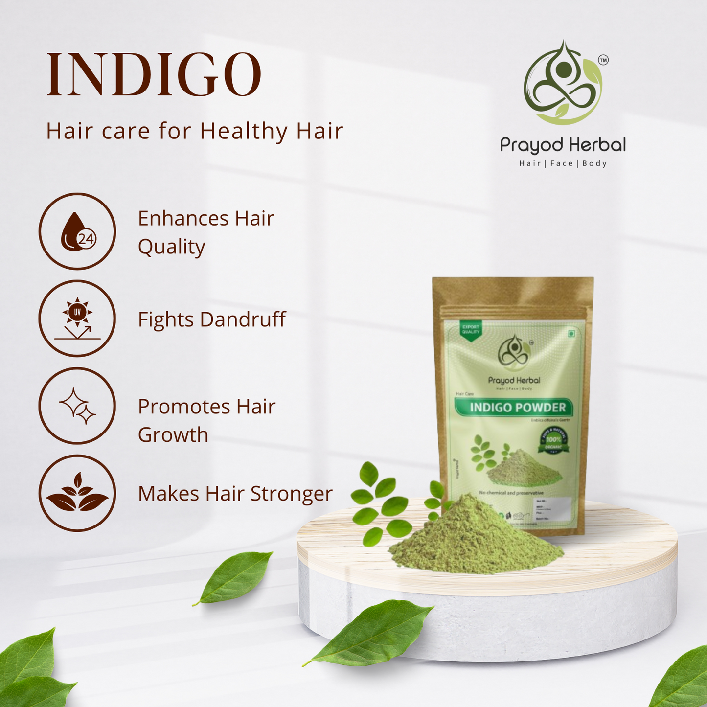 Prayod Herbal Organic Indigo Powder for Black Hair, 200g