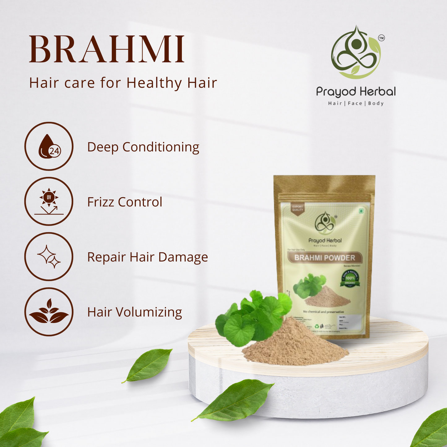 Prayod Herbal Brahmi Powder, 100% Organic Bacopa Monnieri for Hair, 200g