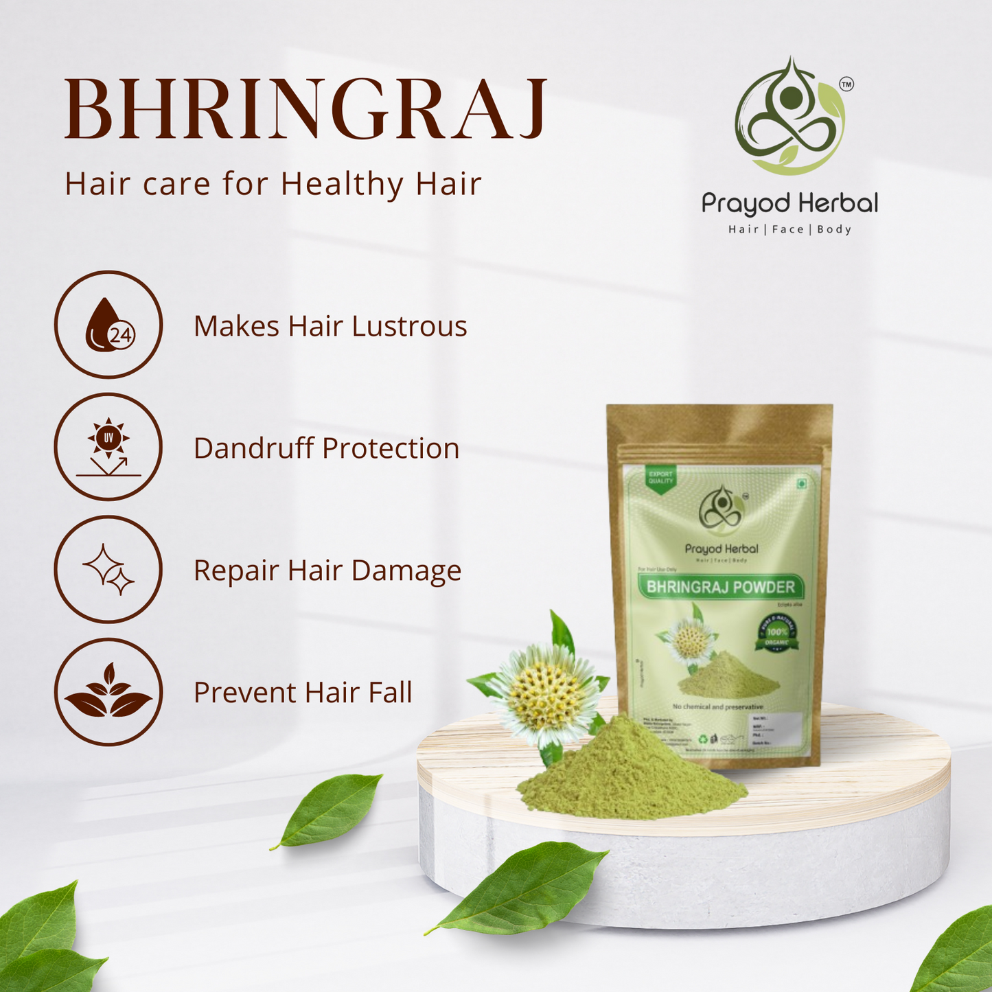 Prayod Herbal Hair Care Powder Set, Amla, Reetha, Shikakai, Bhringraj, Hibiscus, 100% Organic, 50gm Each 250gm Pack