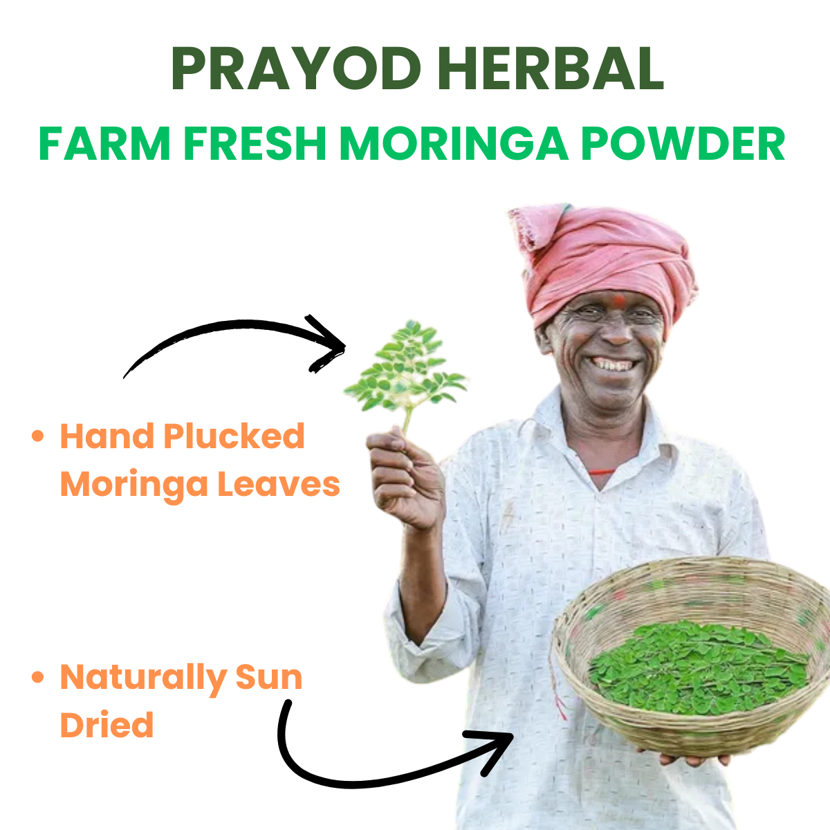 Prayod Herbal Organic Moringa Leaf Powder, 200g, Hand-Plucked and Sun-Dried, Rich in Vitamins and Minerals